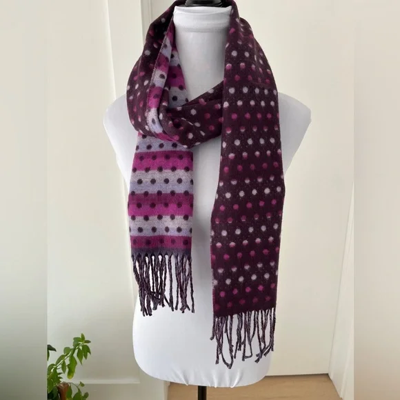 CASHMINK Winter Scarf Oblong Polka Dot Reversible Colourful Fringe Cozy Soft - Picture 1 of 11